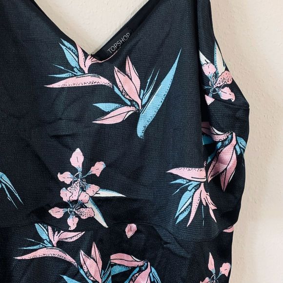 Topshop Black Floral Popover Romper Shorts - Picture 2 of 4